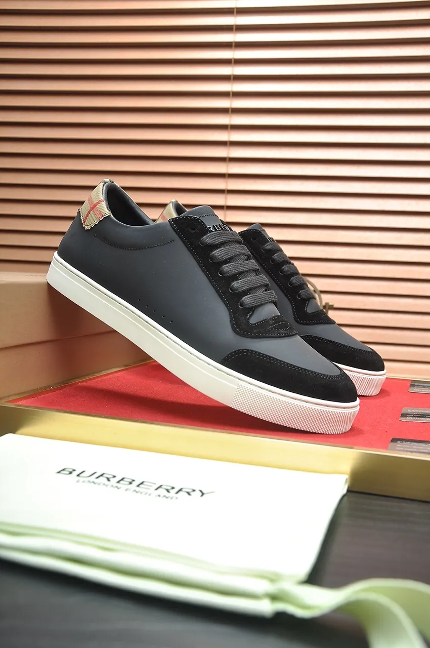 Men's shoes💰480💶[Burberry] (cowhide lining) classic low-top sneakers｜Imported cowhide with classic plaid fabric｜Cow leather lining｜Original outsole｜Fine workmanship and comfortable to wear Size: 38-44 (customized at 45)